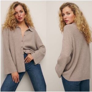 Reformation Fantino Cashmere Cardigan Oatmeal
